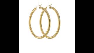 14K Gold Large Gold Hoop Earrings 4mm Thick Classic Tube Lightweight