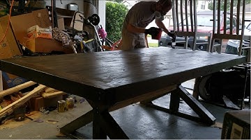 DIY Farm Style Kitchen Table - Part 4  Staining the Table