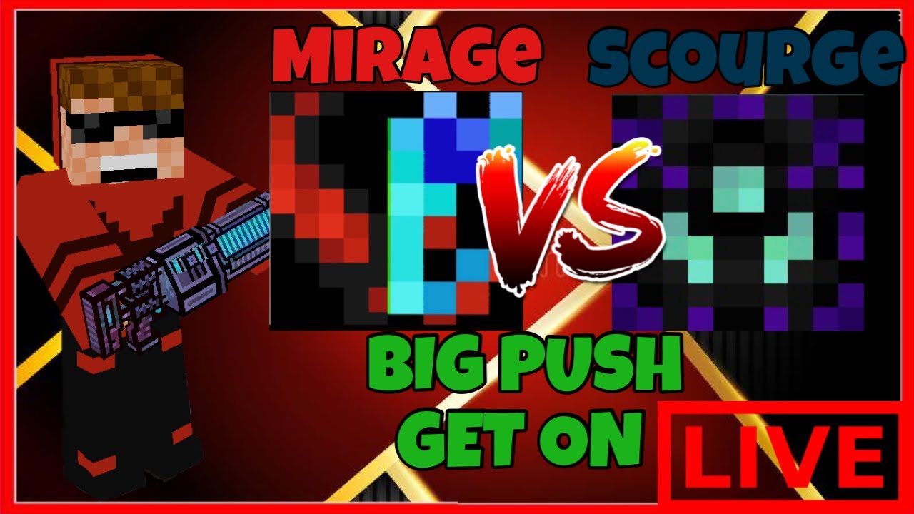 MiRage VS Scourge! (PixelGun3D)(MAKING BIG PUSH GET ON!)