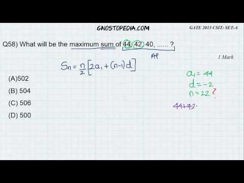 GATE 2013 CSIT SET-A Q58 GA Maths Aritmetic Sequence