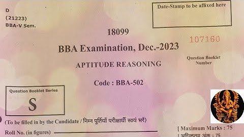 BBA 5th Sem. Aptitude Reasoning Question Booklet, Aptitude Reasoning University Booklet,   BBA-502 
