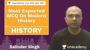 Most Expected MCQ On Modernl History | Unacademy Live NTA UGC NET | Salinder Singh
