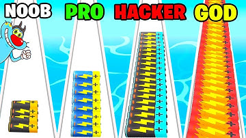 NOOB vs PRO vs HACKER vs GOD | In Battery Run 3D | With Oggy And Jack | Rock Indian Gamer |