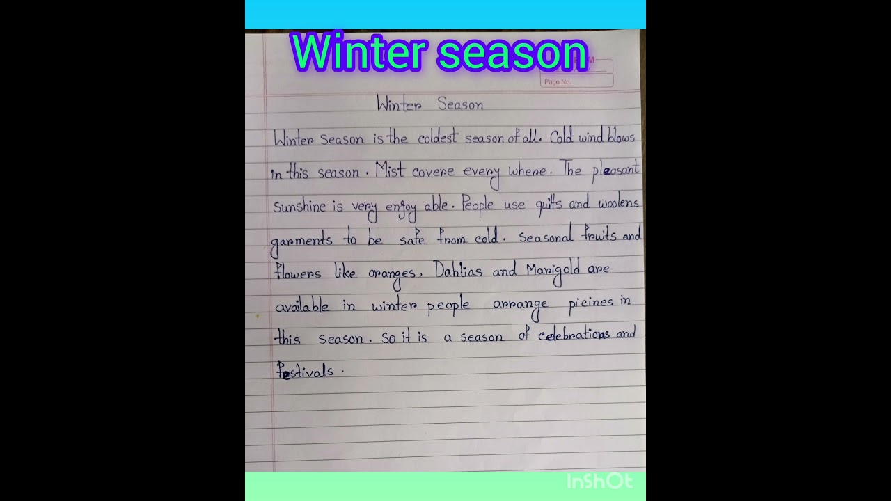 Winter season English Paragraph 
