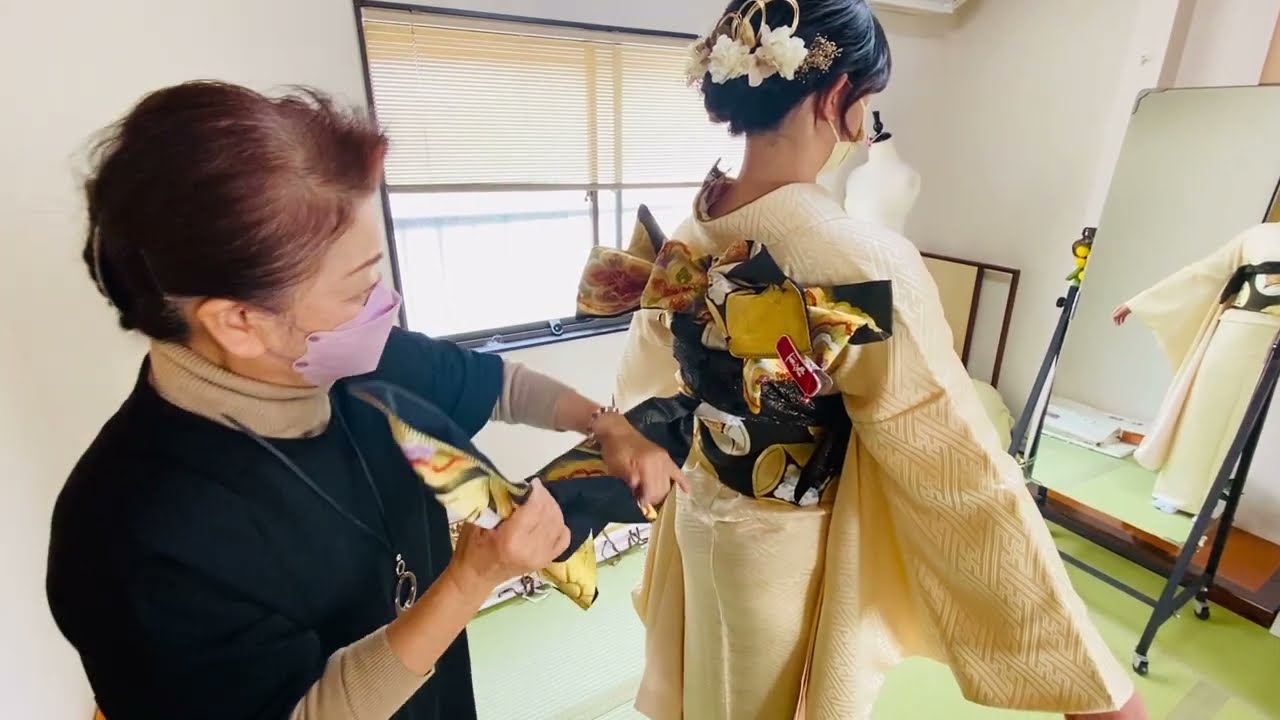 2023年 成人式前撮り🌼色無地振袖👘変り帯結び ＃広島 ＃成人式