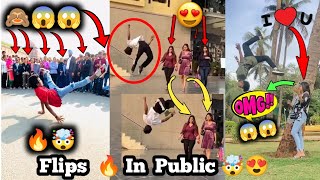 Girls Best Reaction On Flips In public 🤪!! ❤️ Instagram reels best videos 😍 #flip #publicreaction