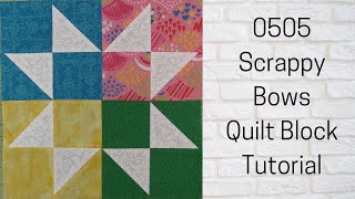 0505 Scrappy Bows Quilt Block Tutorial | Block of the Day 2023 | Rotary Cutting | AccuQuilt | Scraps
