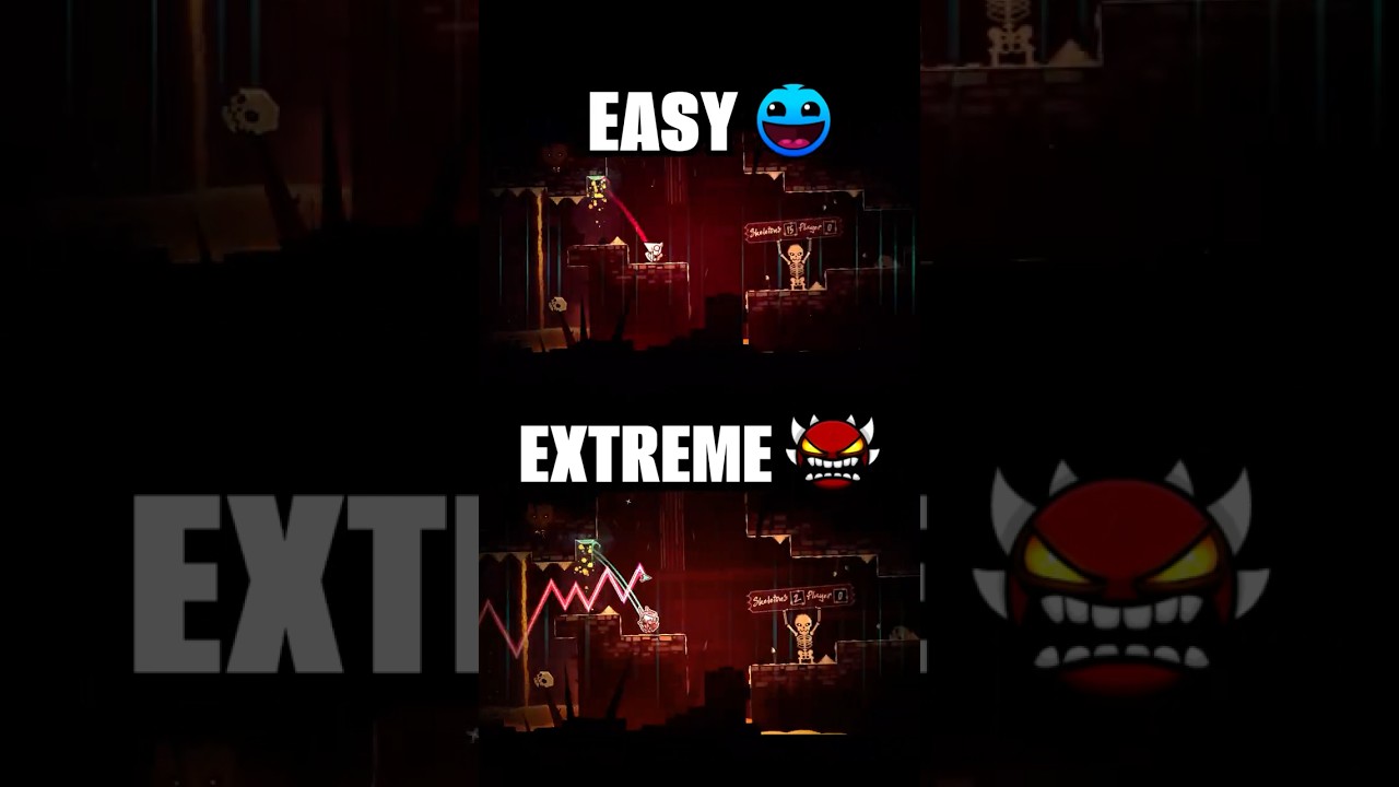 SKELETAL SHENANIGANS ☠️: EXTREME 😱 vs EASY 😇 | Geometry Dash 2.2 