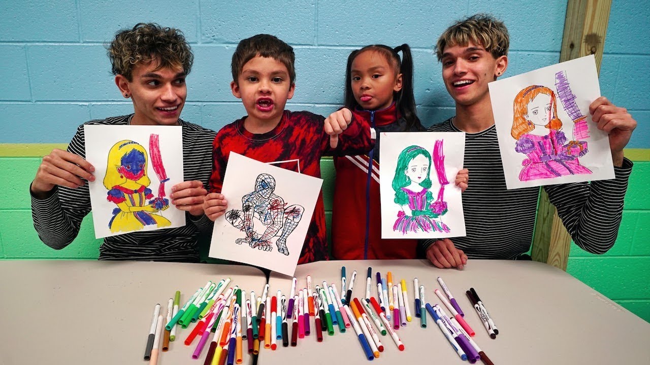 3 MARKER CHALLENGE w/ our LITTLE BROTHER and LITTLE SISTER!! - YouTube