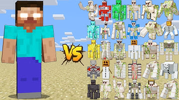 HEROBRINE VS ALL GOLEMS – GOLEM FAMILY AND LEGEND OF HEROBRINE | EPIC MINECRAFT BATTLE