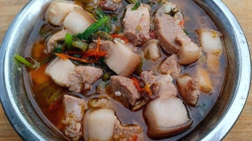 Pork boil with mustard leaves | Pork boil in pressure cooker | Easy and tasty Pork recipe ||