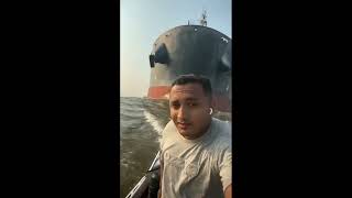 Man Running From A Big Ship In Small Boat Trending Meme Template