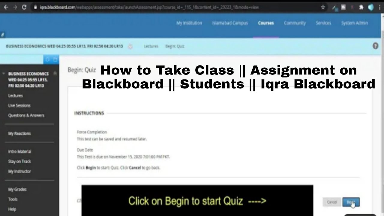 How to Take Class || Submit Assignment on Blackboard || Students || Iqra Blackboard - YouTube