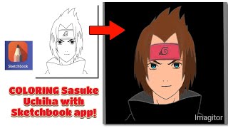 coloring sasuke uchiha with sketchbook app screenshot 3