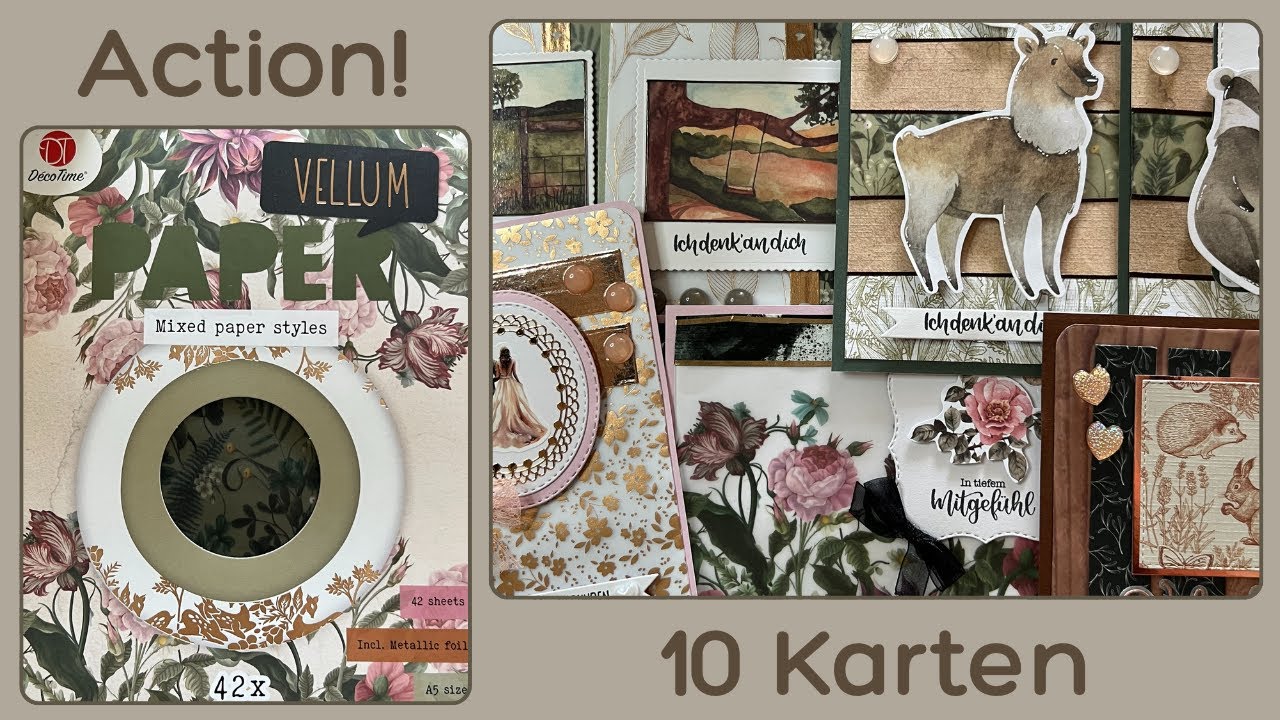 ACTION! 10 Karten mit einem neuen Vellum Block (rotgold)