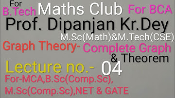 Graph Th.Complete Graph for BCA,MCA,B.Tech Lecture-04 Prof.Dipanjan Kr Dey M.Sc Math& M.Tech CSE