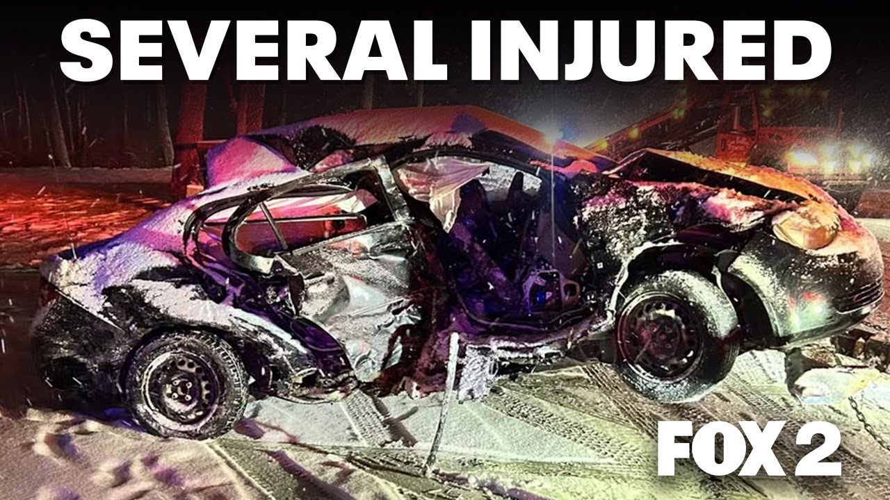 Metro Detroit car crash on slick roads sends five to the hospital