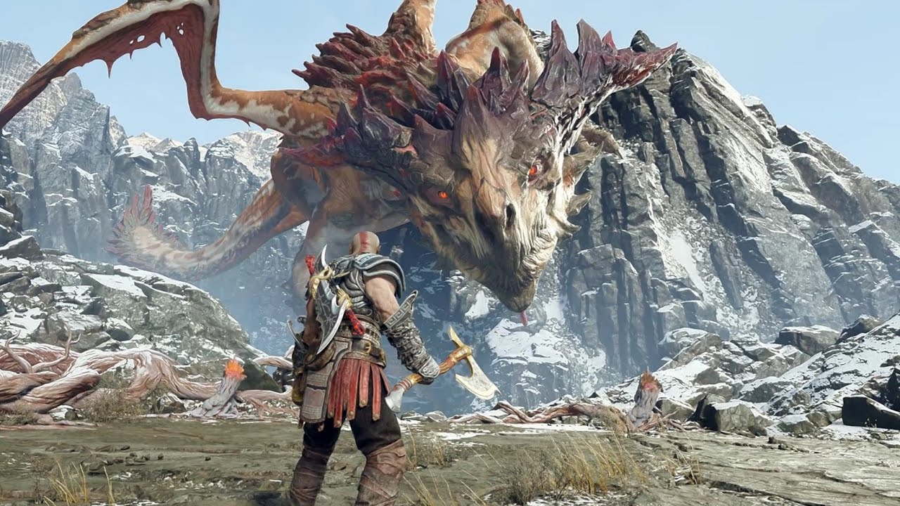 Kratos meets a dragon Hræzlyr