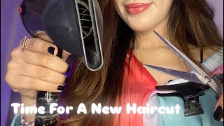 ASMR Salon: Haircut✂️/ Blow Dryer/ Spray/ Hair Brushing+ Combing (Fast \u0026 Aggressive - Soft Spoken) 