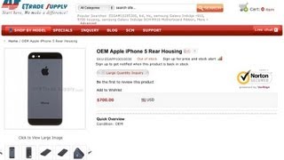 iPhone 5 Leaked Parts FOR SALE(A possible iPhone 5 rear housing/back plate for sale ($700 USD) iPhone 5 Leaked Parts Overview: http://www.youtube.com/watch?v=1BkdJkC5mbQ Get It Here: ..., 2012-06-08T03:31:19.000Z)