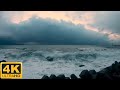 One hour waves seagulls stormy sea of Japan 4K Relaxation sleep sounds