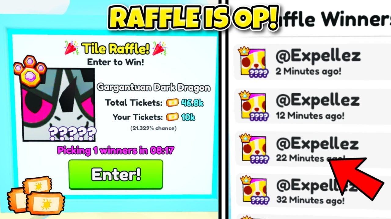 Using 100,000 Raffle Tickets to win SO MANY OP Pets in Pet Simulator 99!