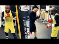 Floyd Mayweather Coaching His Nephew Chris On How To Work The Heavy Bag Properly