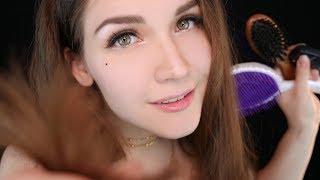 ASMR🎧 Hair Brushing on ME 💇 Whisper | Tapping 🌙💤 [Russian]