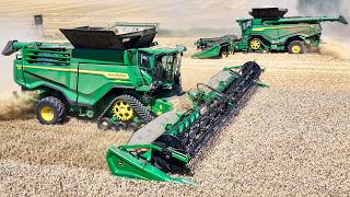 2x John Deere X9 1100 + CLAAS LEXION 8900  bei der Weizenernte 2026 | John Deere 9R 8RX