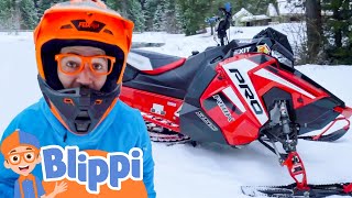 Blippi's Red Snowmobile - SUPER FAST! | Blippi Full Episodes | Vehicle Videos for Kids | Blippi Toys