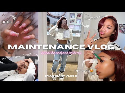 MAINTENANCE VL♡G:* I CUT MY HAIR* nails,eyebrows, DIY lashes + ring shopping🎀