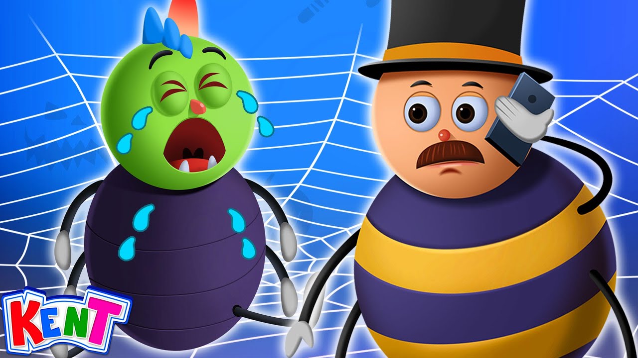 ⁣Five Funny Spiders Crawling On The Web | Halloween Songs For Children | Kent The Elephant