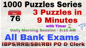 3 Puzzles in 9 Minutes with Timer l Day-76 l IBPS & RRB PO/Clerk 2020 l Reasoning withDG | Bank Exam
