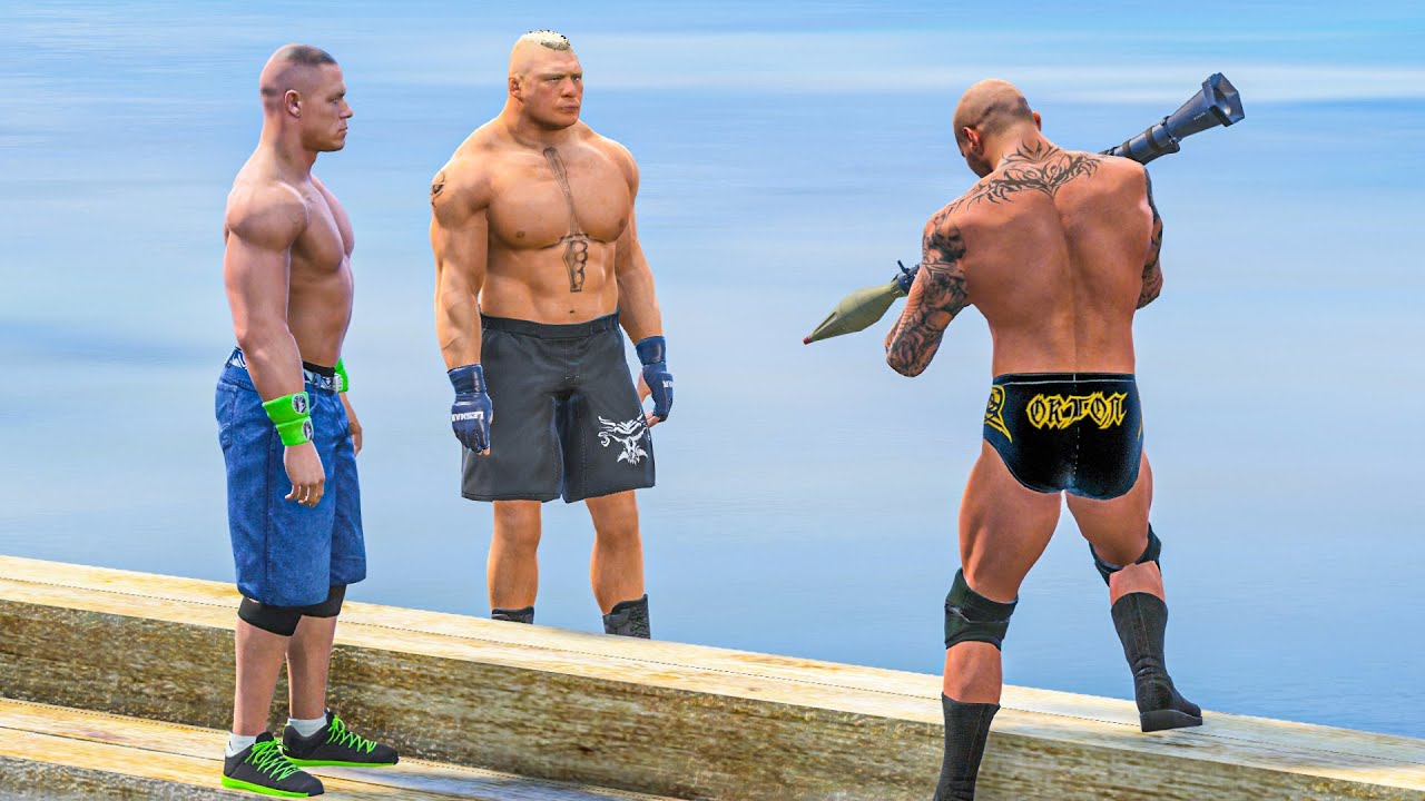 GTA 5 Randy Orton John Cena Brock Lesnar Ragdolls #93 Funny Moments ...