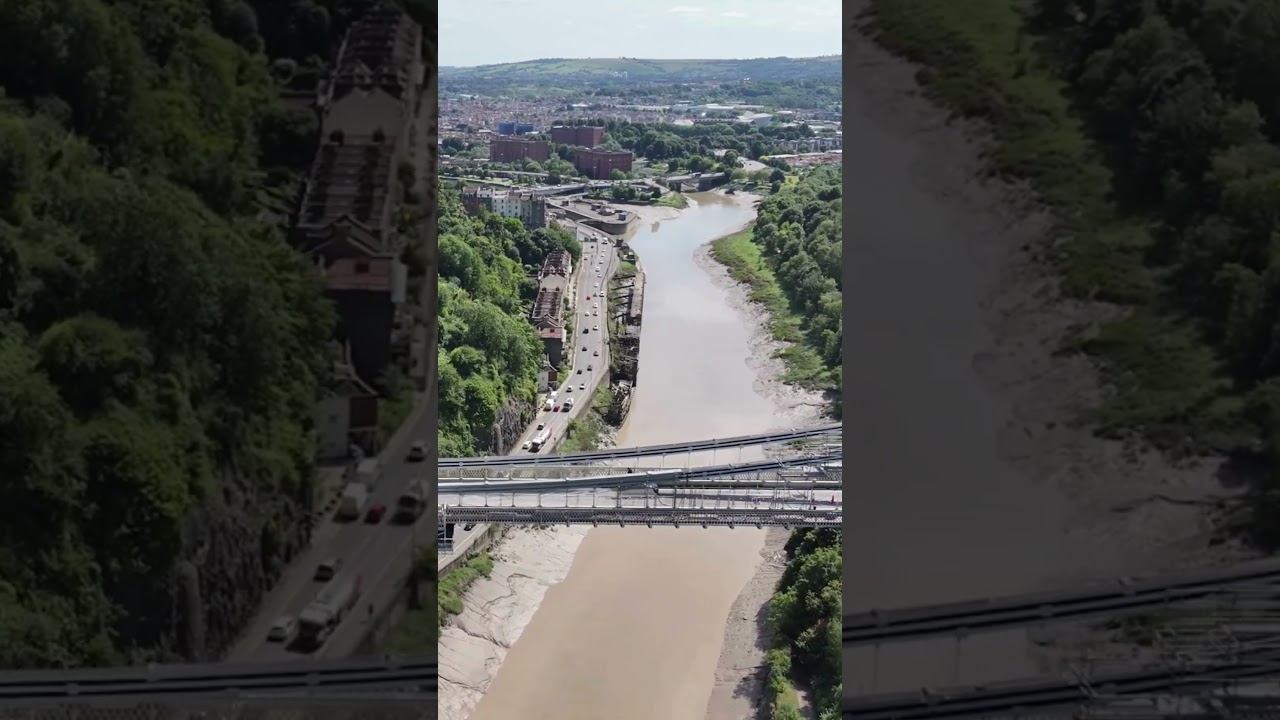 Flying alongside the Clifton Suspension Bridge  