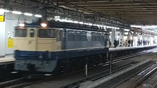 EF65-1102号機単機八王子試単長めの汽笛を2回鳴らしながら新宿駅通過