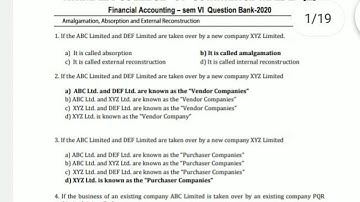 TYBCOM FINANCIAL ACCOUNTING MCQ SAMPLE QUESTIONS FROM MUMBAI UNIVERSITY