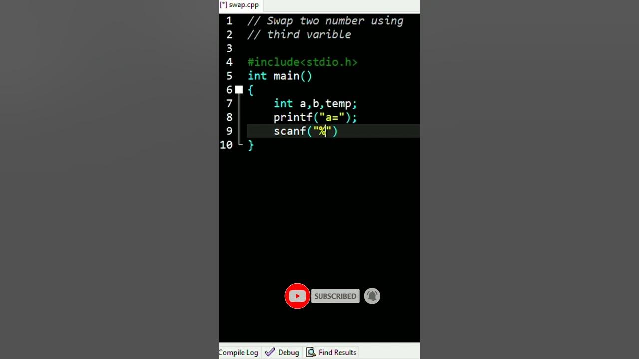 swap two number with using third variable #shorts #codingcampus // c ...
