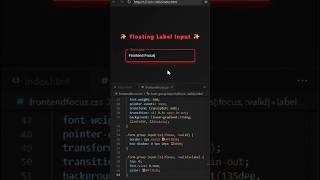 ✨ Floating Label Input – Modern CSS Glow Effect | HTML CSS UI Design #shorts