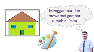 Menggambar dan mewarnai gambar rumah di Paint screenshot 1