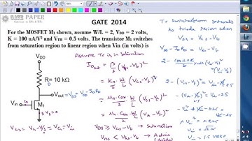 GATE 2014 ECE when MOSFET switches from saturation to linear region