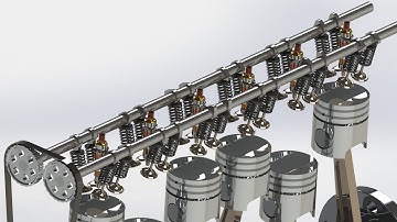 DOHC Inline six / i6 four stroke diesel engine head parts assembly tutorial by Solidworks 11/12