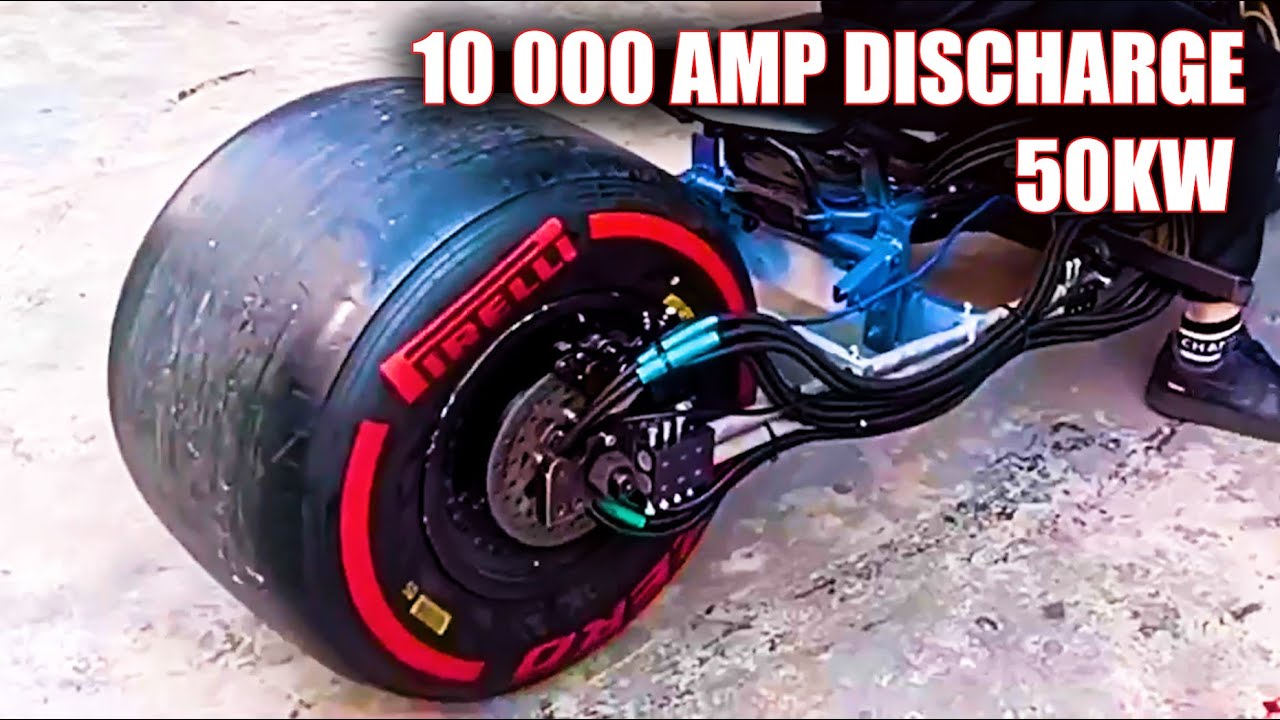 Formula 1 Tire & Tesla Motor on Electric Scooter 0 - 100kmh 1.7 sec