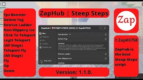 [Best] Steep Steps Script (900M) | ZapHub | FLY, TELEPORT, RETRIVE LADDER, NON SLYPPERY ICE and MORE