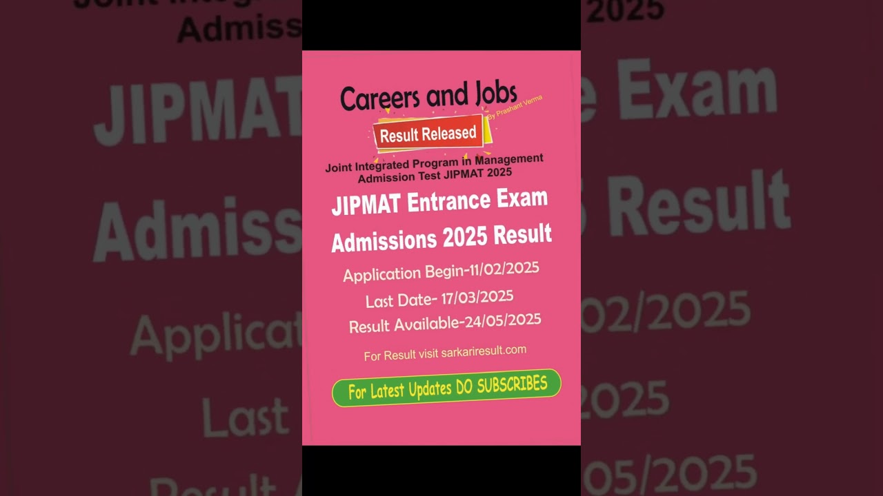 JIPMAT entrance exam result 2025 
