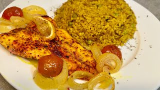 Delicious recipe Fish // Bulgur// طبق برغل مع سمك في الفرن لذيذ ?