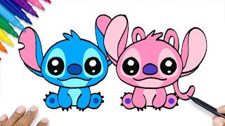 stitch angel drawing black white how draw stitch angel