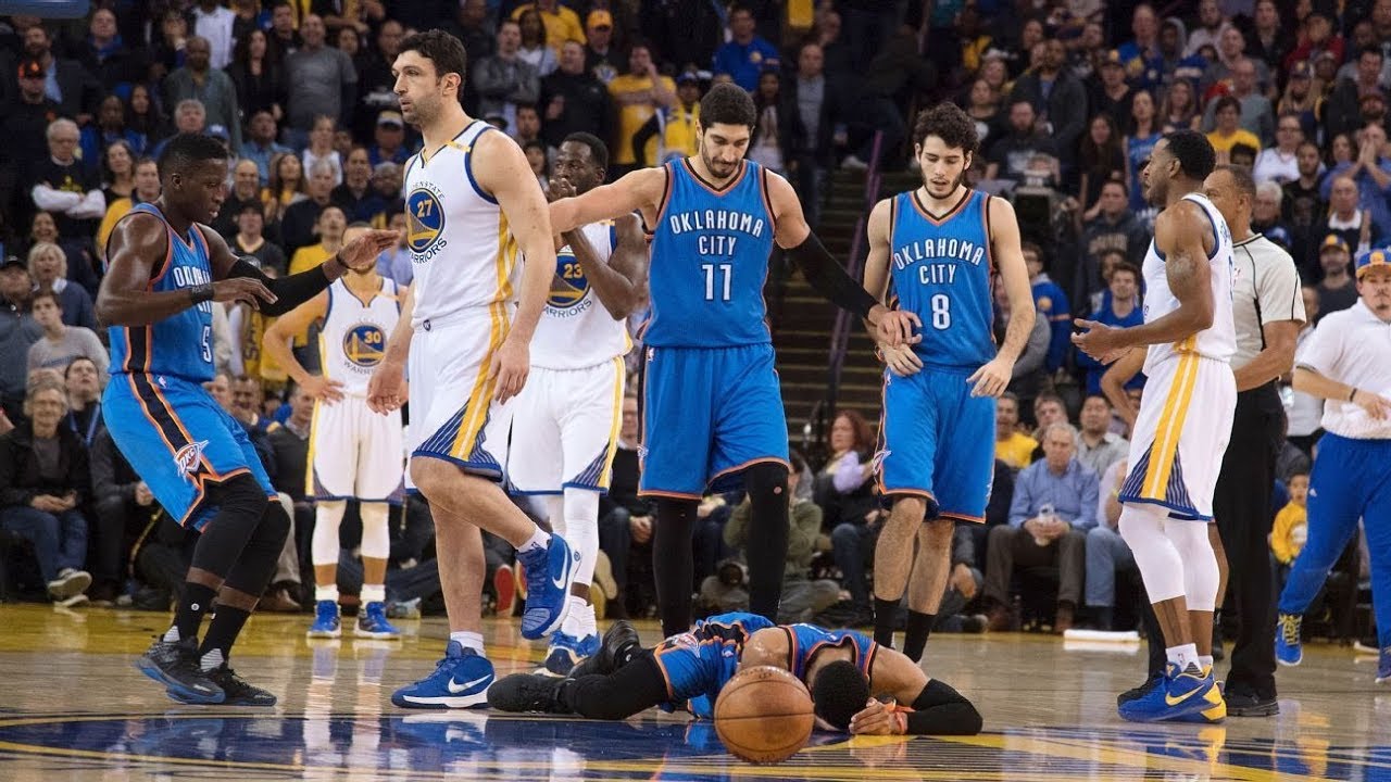 RUSSEL WESTBROOK HIGHLIGHTS CRAZY DUNKS AND CLUTCH SHOTS ALSO A FIGHT