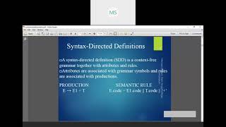 Introduction to syntax directed translation From Maya B S BIT