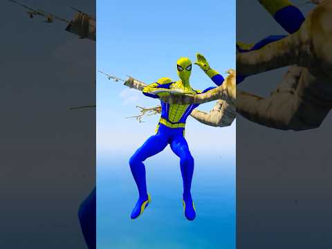 SPIDER-MAN EPIC RAGDOLL - SPIDERMAN vs SUPERHEROES FUNNY MOMENTS JUMP/FALL #shorts #gta5 #funny